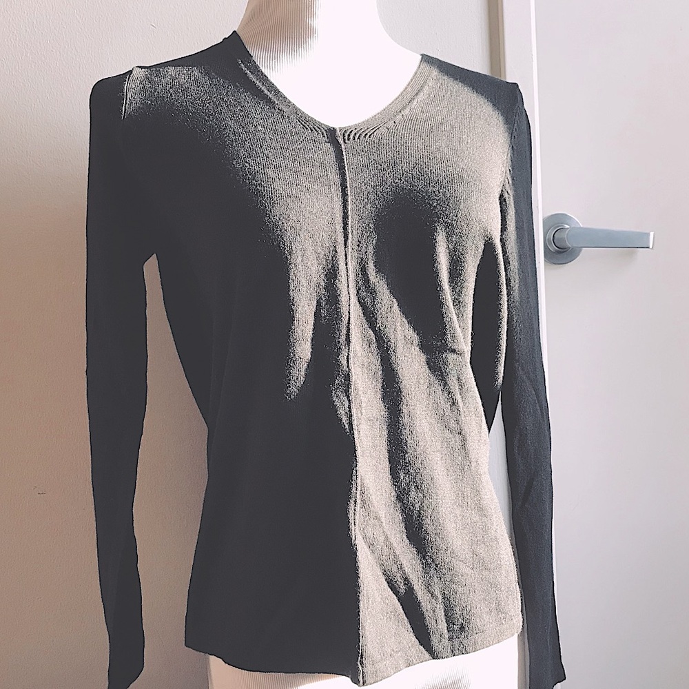 J. Jill Long Sleeve V-Neck Sweater Charcoal S
